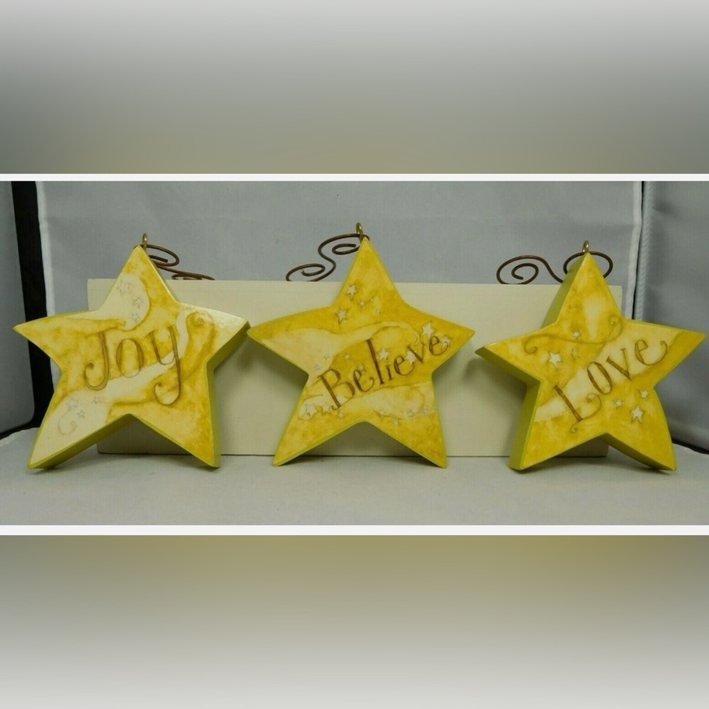 Blossom Bucket Yellow Star Ornaments/Set of 3